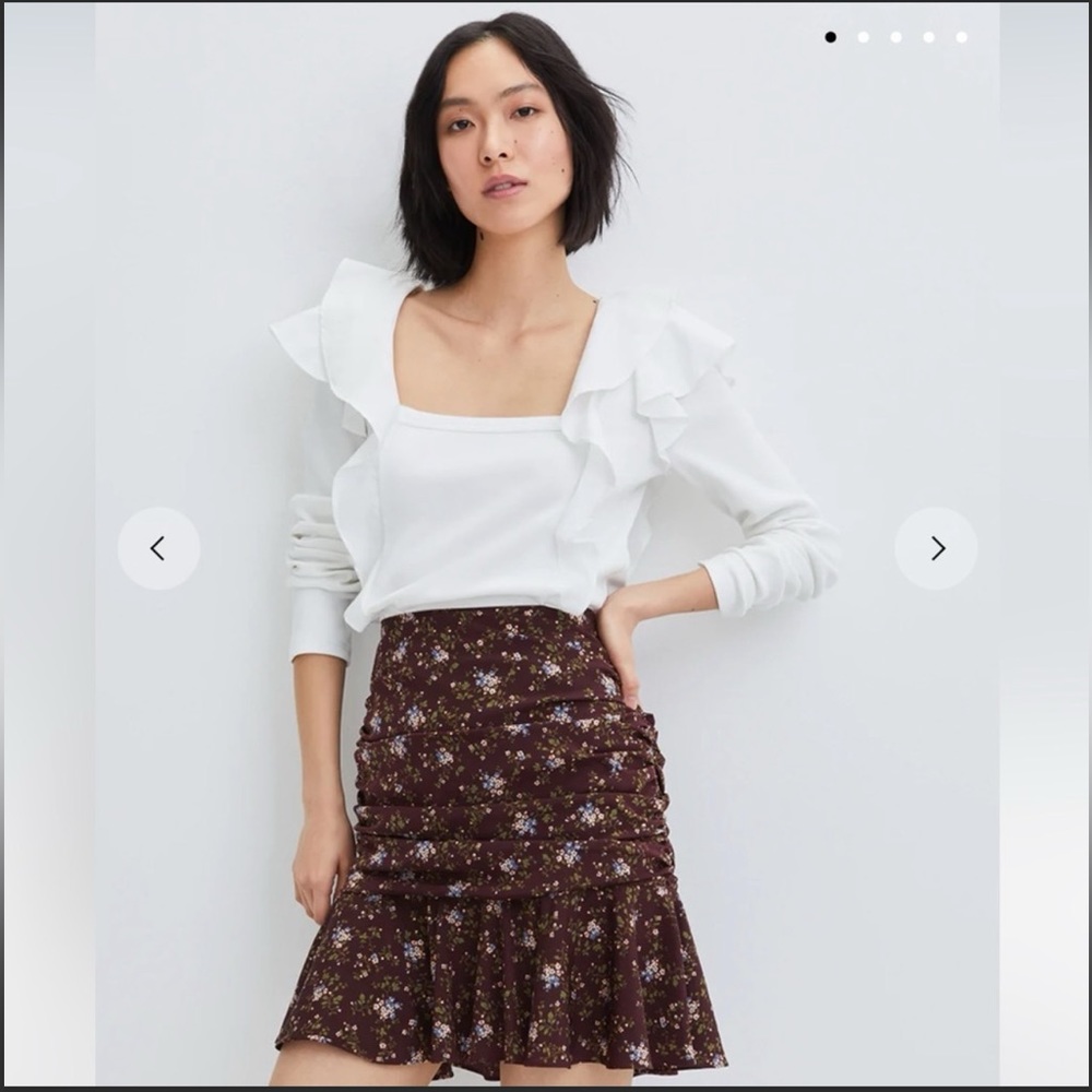 Veronica Beard Gidea Ruffle Shoulder Kinit Top